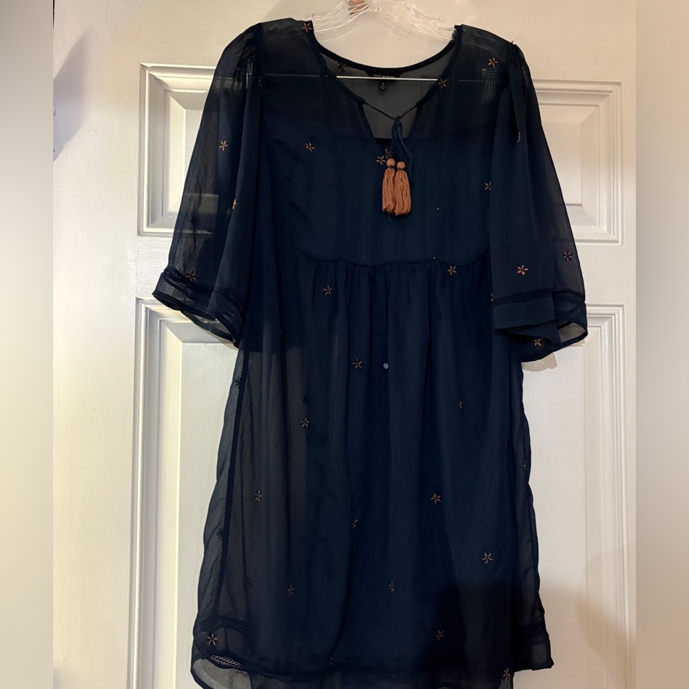 Lucky Brand Navy Mini Dress with Tassel Detail